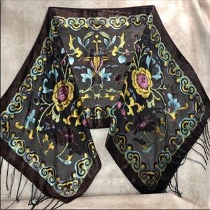 VELVET CUTOUT Scarf Blue Brown  GORGEOUS! NWOT